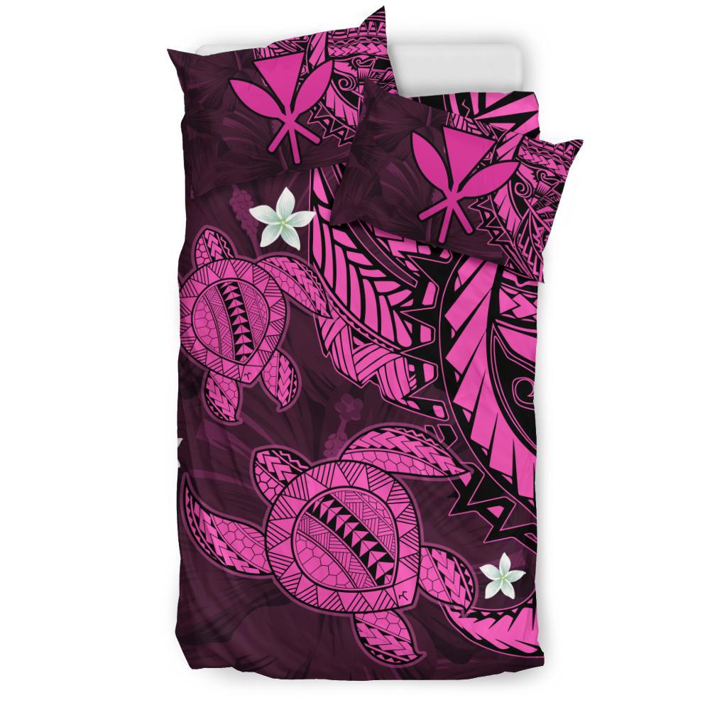 Hawaii Bedding Set - Hawaii Polynesian Turtle Hibiscus Bedding Set - Pink - Polynesian Pride