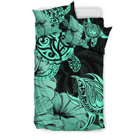 Hawaii Turtle Bedding Set Polynesian Hibiscus Art Turquoise AH - Polynesian Pride