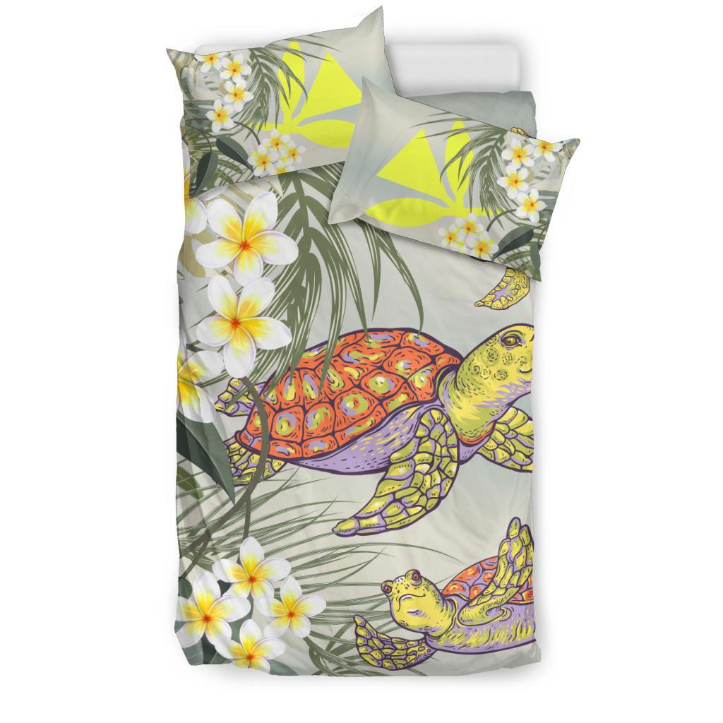 Hawaii Bedding Set - Hawaii Honu Chibi Sea Plumeria Bedding Set - Polynesian Pride