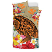 Hawaii Bedding Set - Hawaii Tropical Turtle Hibiscus And Plumeria Bedding Set - Polynesian Pride