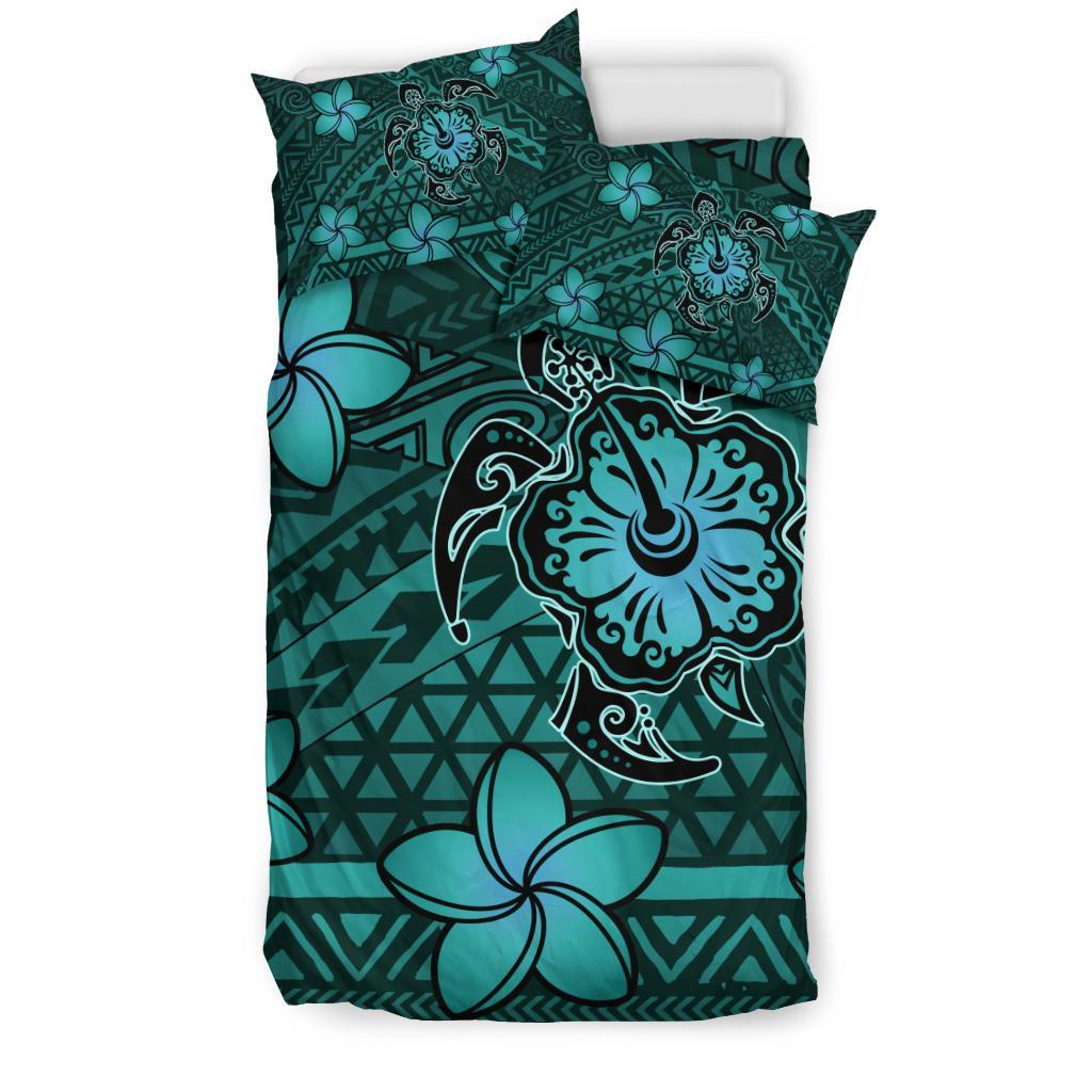 Hawaii Mix Polynesian Turtle Plumeria Bedding Set - AH - Nick Style - Turquoise - Polynesian Pride