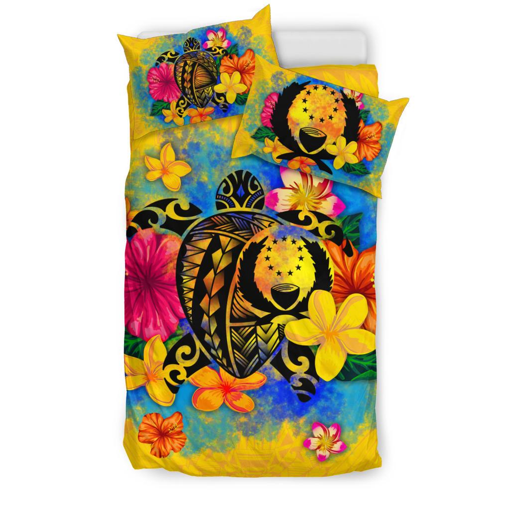 Pohnpei Polynesian Bedding Set - Turtle with Plumeria and Hibiscus - Polynesian Pride