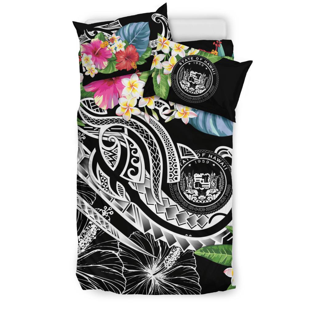 Polynesian Hawaii Bedding Set - Summer Plumeria (Black) - Polynesian Pride