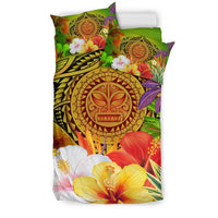 Polynesian Bedding Set - Manta Ray Tropical Flowers (Reggae) - Polynesian Pride
