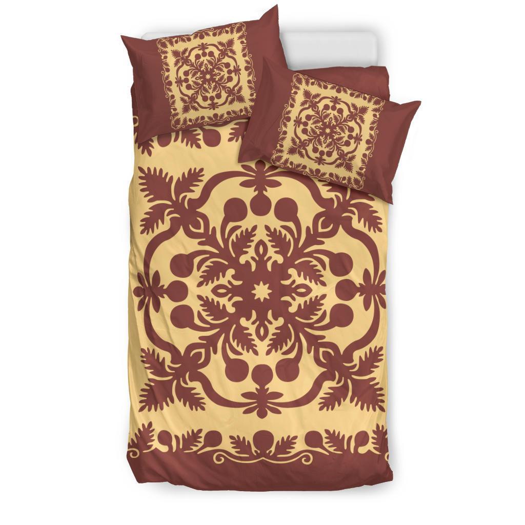 Hawaiian Bedding Set Royal Pattern - Coral - Polynesian Pride