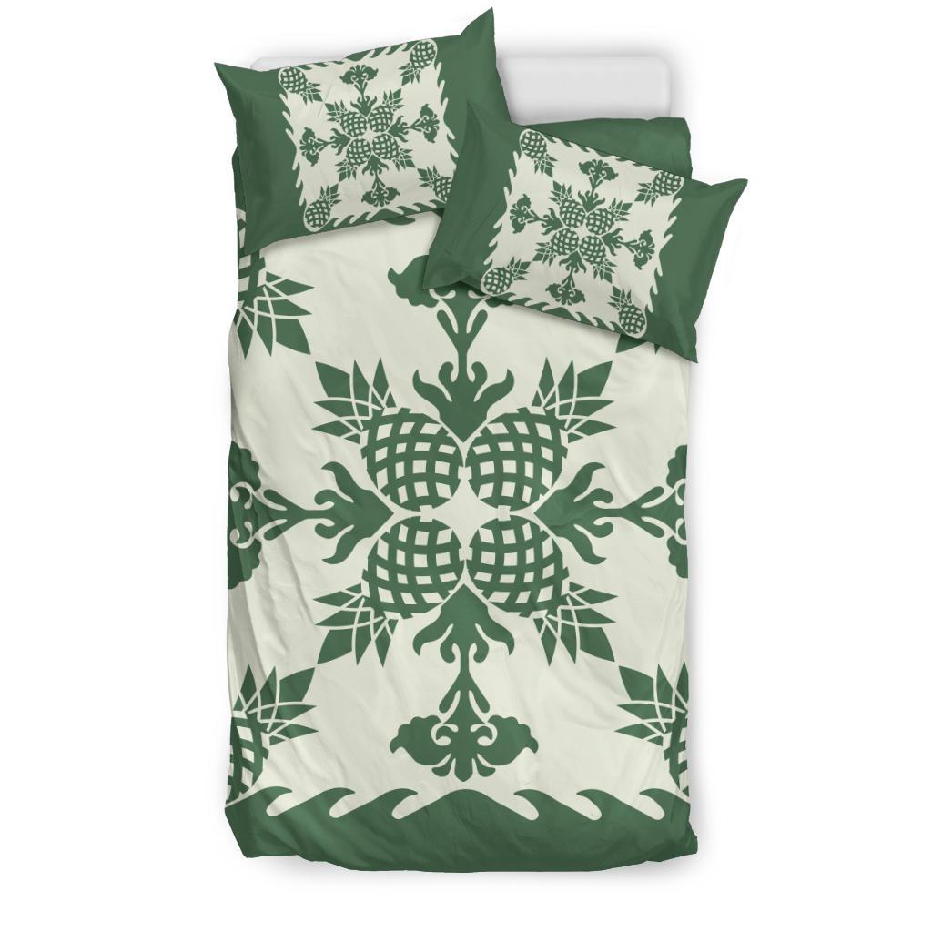 Hawaiian Bedding Set Pineapple Pattern - Green - Polynesian Pride