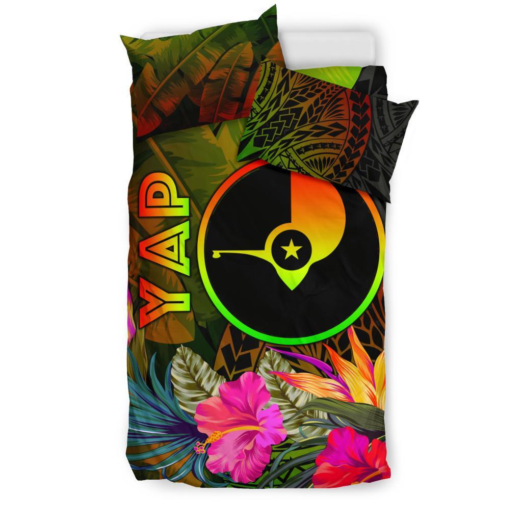 YAP Polynesian Bedding Set - Hibiscus and Banana Leaves - Polynesian Pride