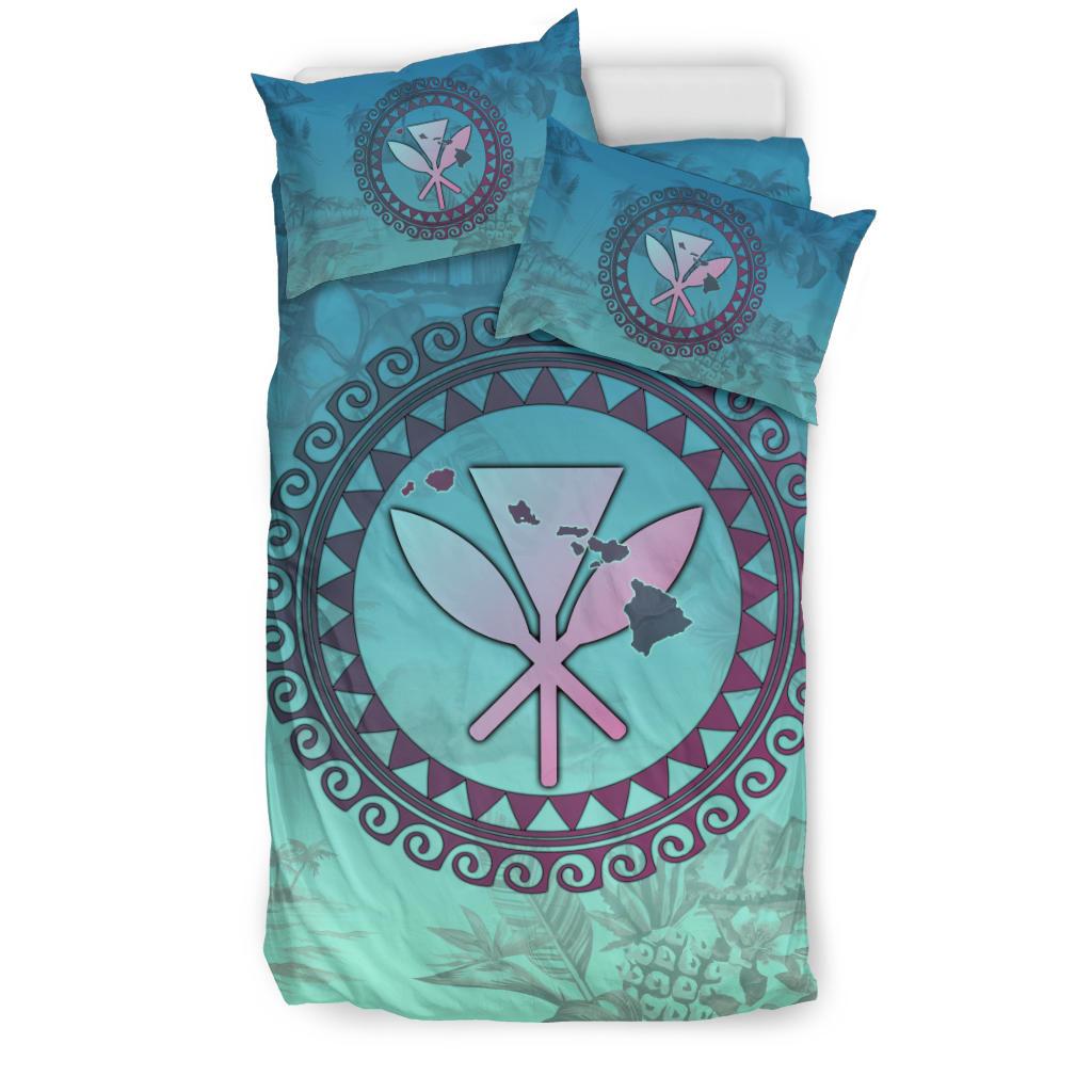 Hawaiian Map Kanaka Vintage Tropical Bedding Set - Polynesian Pride