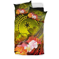 Chuuk Bedding Set - Humpback Whale with Tropical Flowers (Yellow) - Polynesian Pride