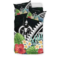 Vanuatu Bedding Set - Vanuatu Coat of Arms & Polynesian Tropical Flowers White - Polynesian Pride