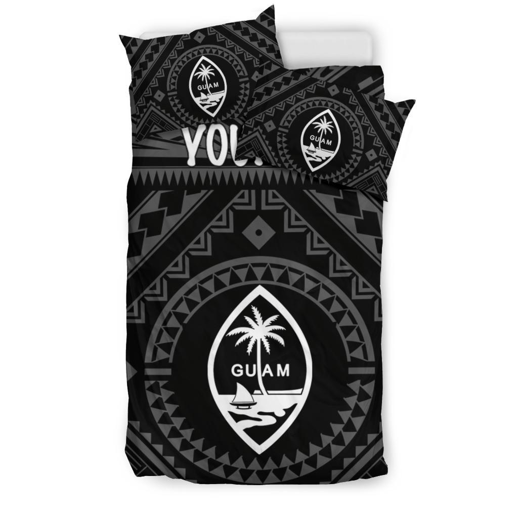 Guam Personalised Bedding Set - Guam Seal With Polynesian Tattoo Style (Black) - Polynesian Pride