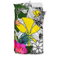 Hawaii Custom Personalised Bedding Set White - Turtle Plumeria Banana Leaf - Polynesian Pride