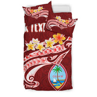 Guam Personalised Bedding Set - Guam Seal Polynesian Patterns Plumeria (Red) - Polynesian Pride