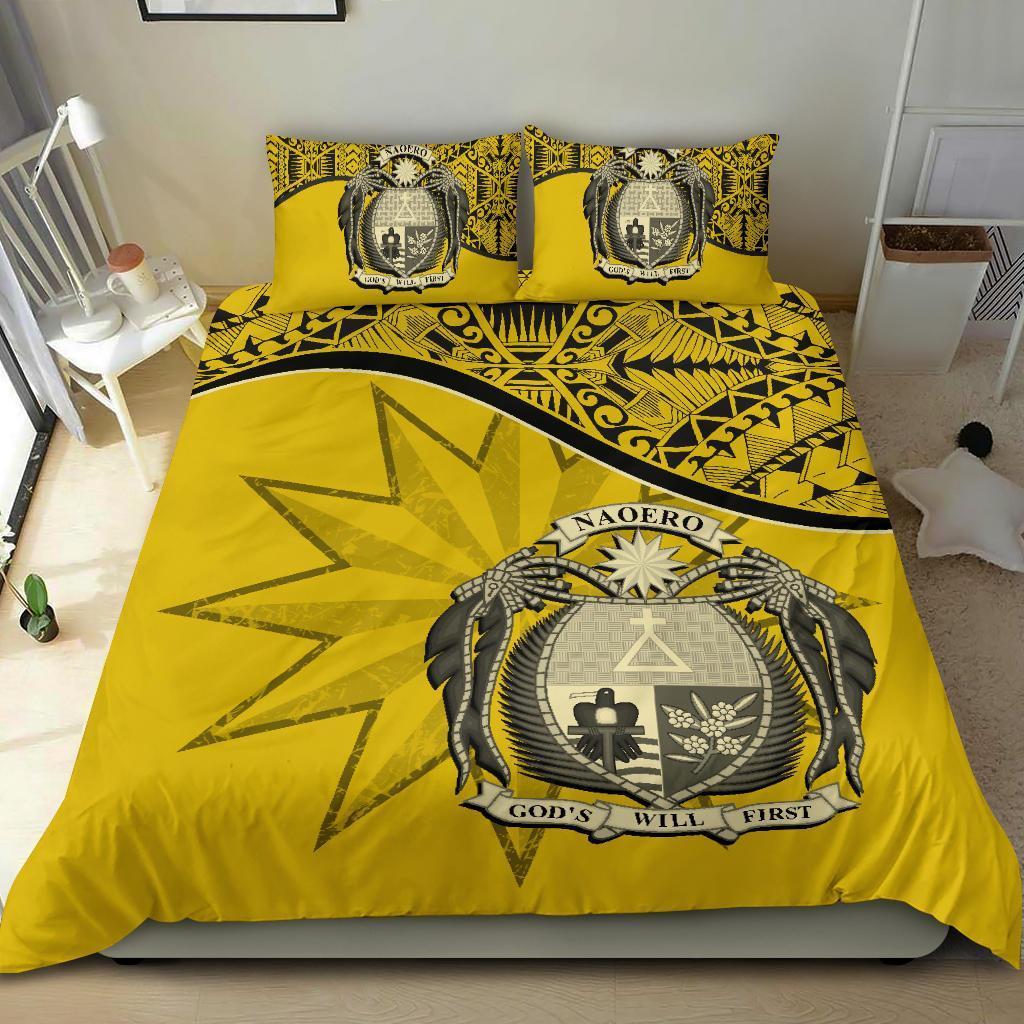 Nauru Duvet Cover Set - Nauru Bedding Flag & Coat Of Arms Yellow - Polynesian Pride