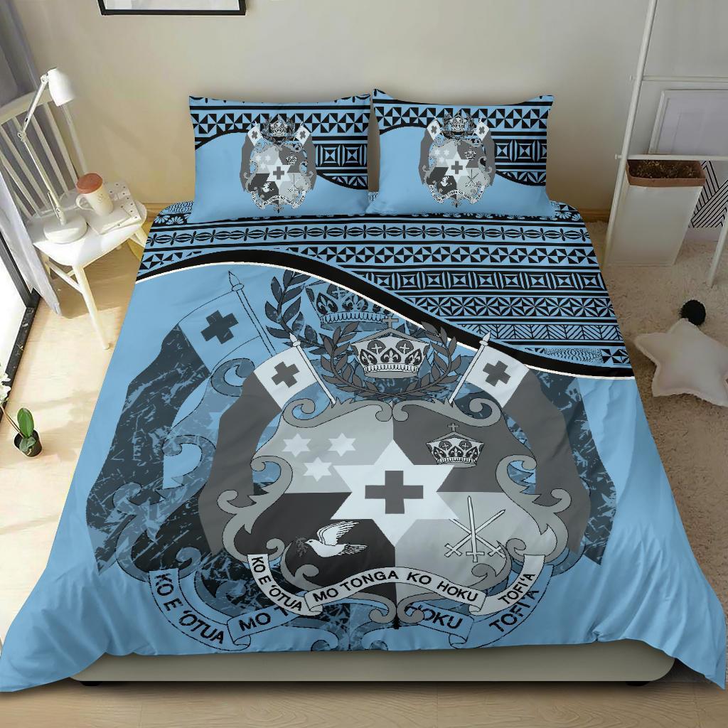 Tonga Duvet Cover Set - Tonga Coat Of Arms Blue - Polynesian Pride