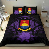 Kiribati Duvet Cover Set - Kiribati Coat Of Arms & Purple Hibiscus - Polynesian Pride