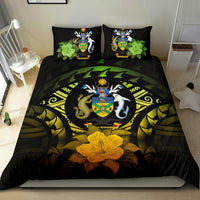 Solomon Island Duvet Cover Set - Solomon Island Coat Of Arms & Reggae Hibiscus - Polynesian Pride