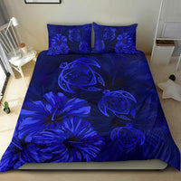 Hawaiian Map Turtle Hibiscus Vintage Polynesian Bedding Set Blue - Polynesian Pride
