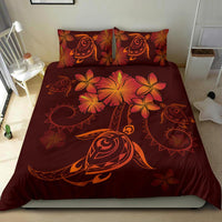 Hawaiian Turtles Hibiscus Plumeria Polynesian Bedding Set - Red - Polynesian Pride