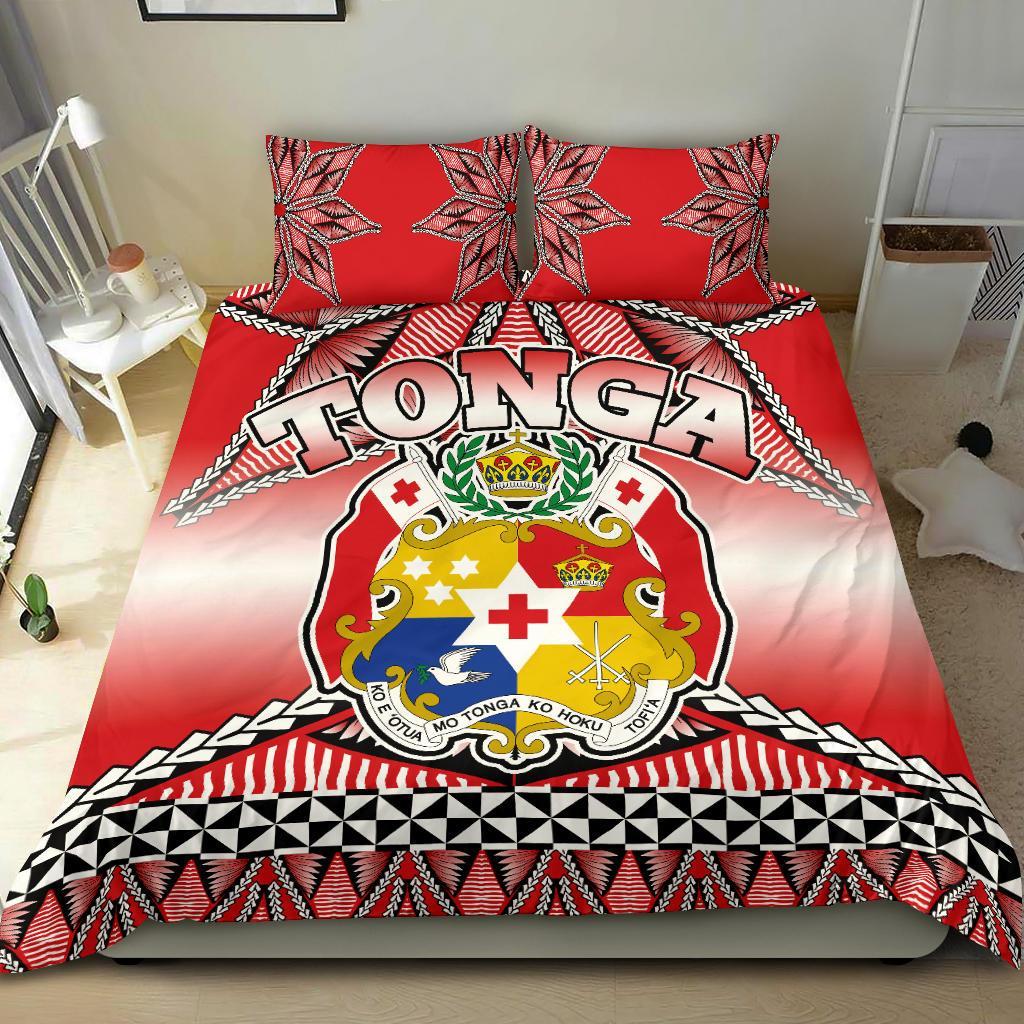 Polynesian Bedding Set - Tonga Coat Of Arms Pattern Duvet Cover Set Red - Polynesian Pride