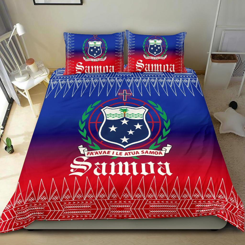 Polynesian Bedding Set - Samoa Coat Of Arms Duvet Cover Set Art - Polynesian Pride