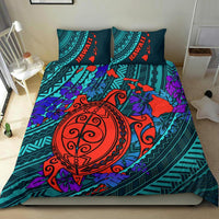 Polynesian Hawaii Duvet Cover Set - Red Polynesian Sea Turtle Blue - Polynesian Pride