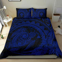 Hawaiian Map Kanaka Honu Hibiscus Blue Globular Polynesian Bedding Set - Polynesian Pride