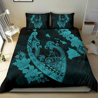 Hawaiian Fish Hook Hibiscus Banzai Surfing Polynesian Bedding Set Blue - Polynesian Pride