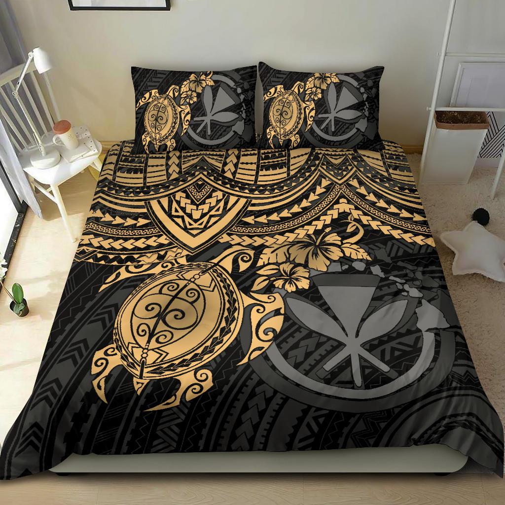 Polynesian Hawaii Duvet Cover Set - Gold Turtle - Polynesian Pride