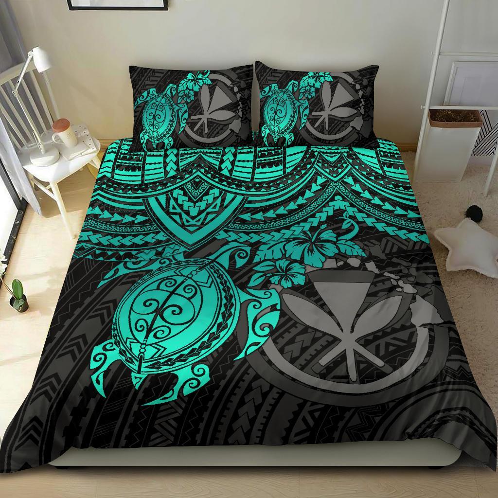 Polynesian Hawaii Duvet Cover Set - Turquoise Polynesian Sea Turtle - Polynesian Pride