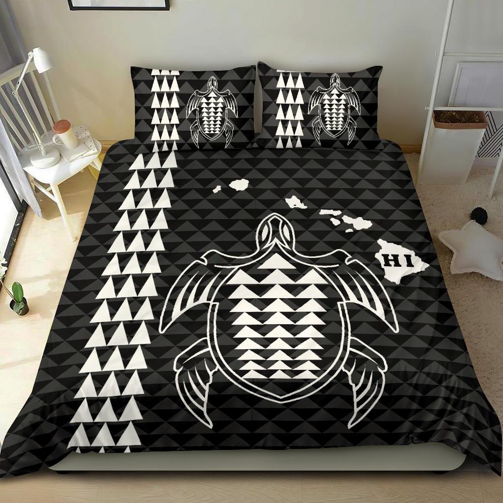 Hawaiian Map Kakau Turtle Polynesian Bedding Set - White - Polynesian Pride