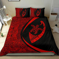 Hawaiian Turtle Fish Hook Hibiscus Polynesian Bedding Set - Circle Style Red - Polynesian Pride