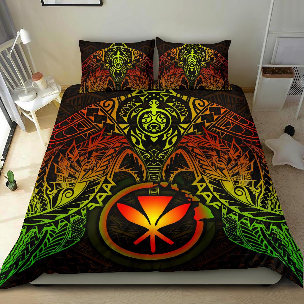 Polynesian Hawaii Duvet Cover Set - Reggae Turtle Manta Ray - Polynesian Pride