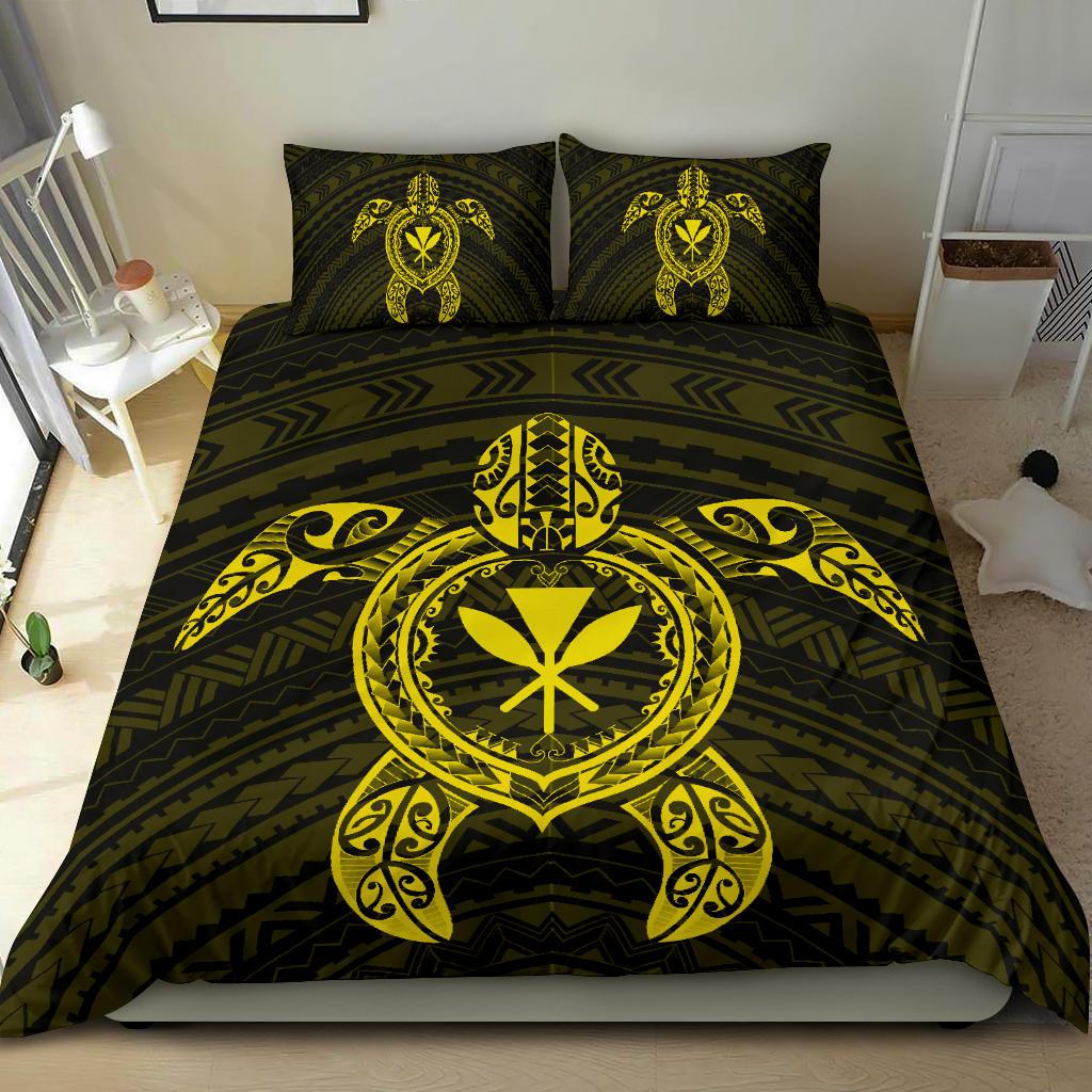 Hawaiian Turtle Kanaka Polynesian Bedding Set - Yellow - Polynesian Pride