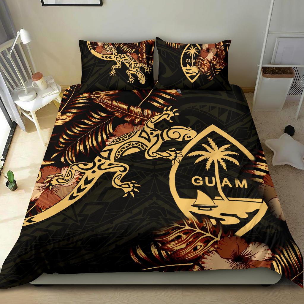Polynesian Duvet Cover Set - Guam Duvet Cover Set Lizrad Lucky Black - Polynesian Pride