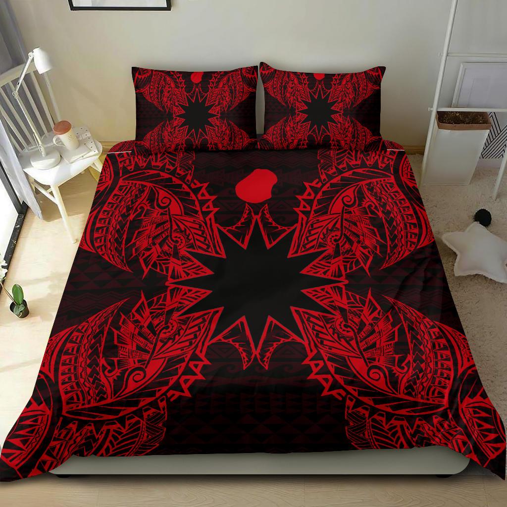 Polynesian Bedding Set - Nauru Duvet Cover Set Map Red - Polynesian Pride
