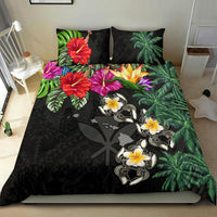 Kanaka Maoli (Hawaiian) Bedding Set - Hibiscus Turtle Tattoo Black - Polynesian Pride