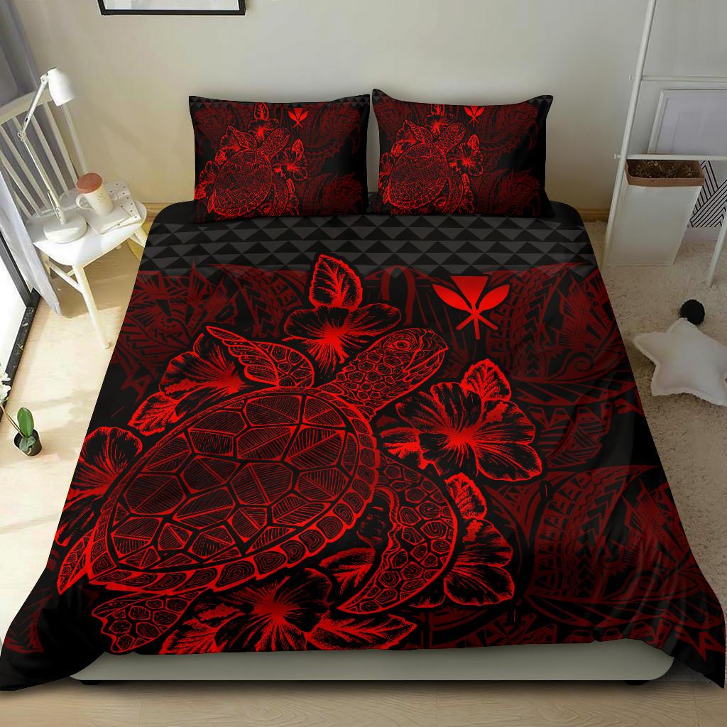 Polynesian Bedding Set - Hawaii Duvet Cover Set Red Color - Polynesian Pride