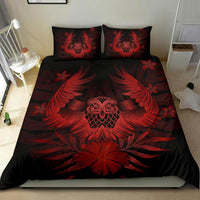 Hawaiian Owl Hibiscus Plumeria Polynesian Bedding Set - Red - Polynesian Pride