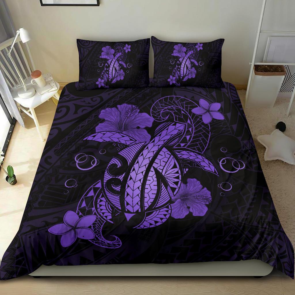 Hawaii Turtle Flower Polynesian Bedding Set - Purple - Polynesian Pride