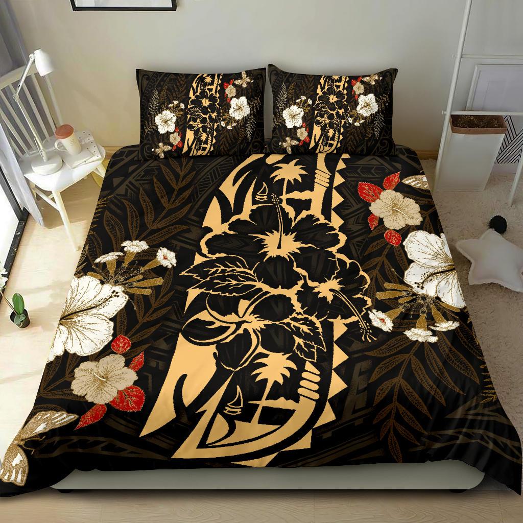 Polynesian Bedding Set - Guam Duvet Cover Set - Gold Hibiscus GOLD - Polynesian Pride