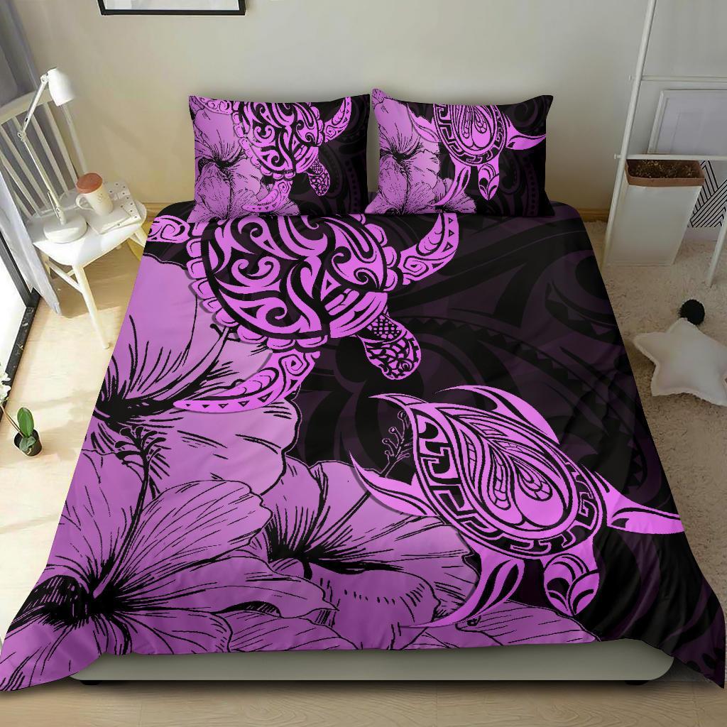 Hawaii Turtle Bedding Set Polynesian Hibiscus Art Pink AH - Polynesian Pride
