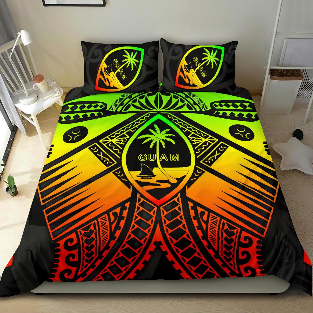 Guam Polynesian Bedding Set - Guam Reggae Seal with Polynesian Tattoo - Polynesian Pride