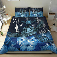 Hawaii Polynesian Turtle Waves Hibiscus Bedding Set - Erik Style - AH - Blue - Polynesian Pride