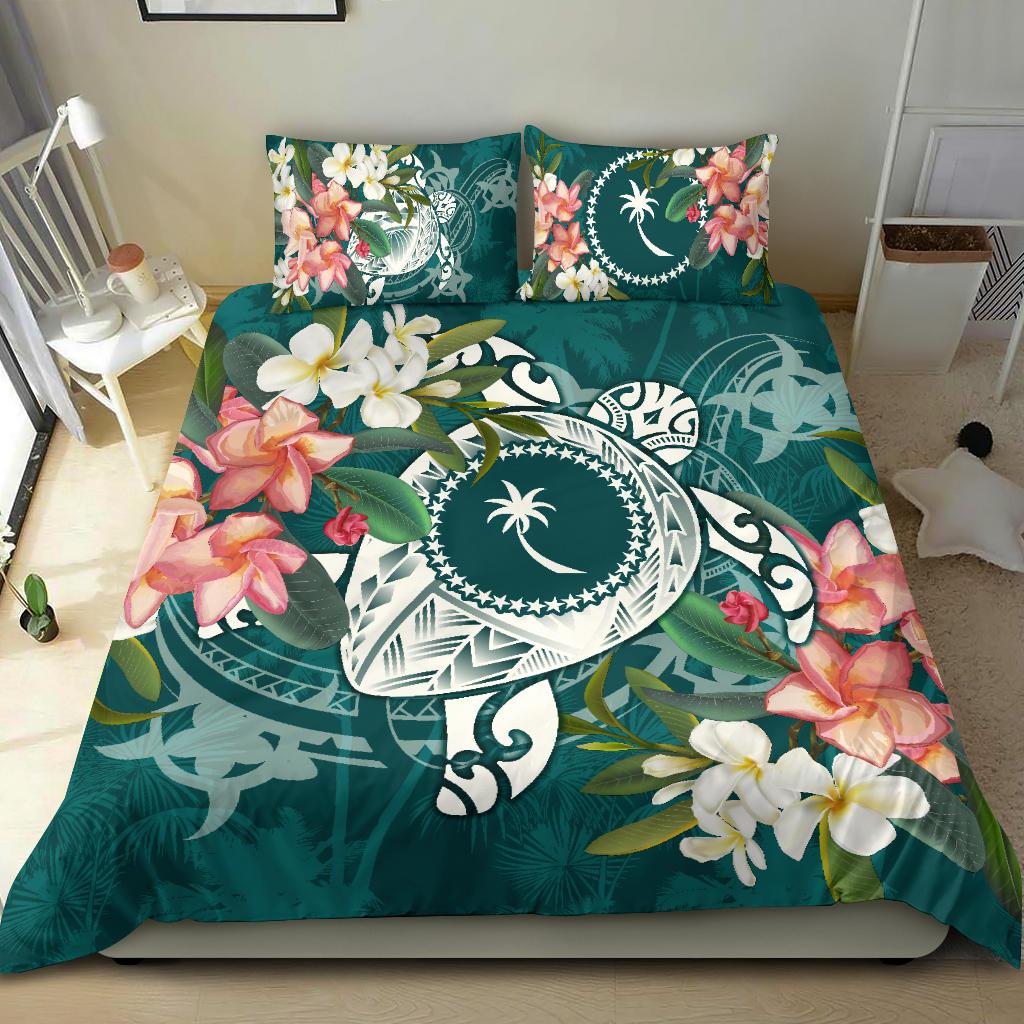 Chuuk Polynesian Bedding Set - Turtle with Plumeria Black - Polynesian Pride