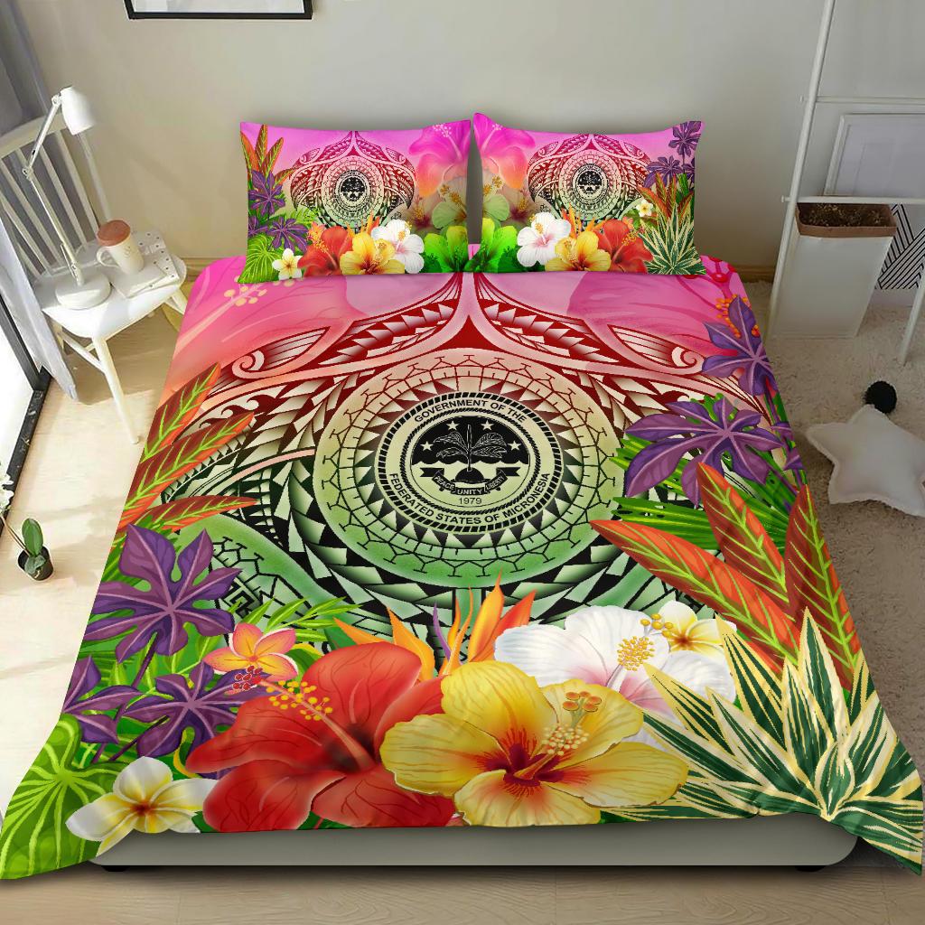 FSM Polynesian Bedding Set - Manta Ray Tropical Flowers - Polynesian Pride