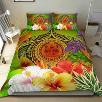Fiji Polynesian Bedding Set - Manta Ray Tropical Flowers (Reggae) - Polynesian Pride