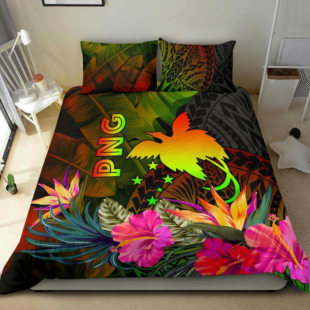 Papua New Guinea Polynesian Bedding Set - Hibiscus and Banana Leaves - Polynesian Pride