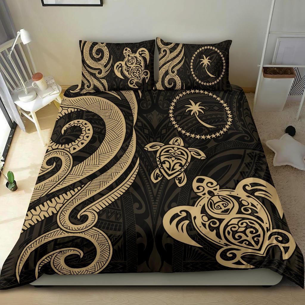 Chuuk Micronesian Bedding Set - Gold Tentacle Turtle Gold - Polynesian Pride