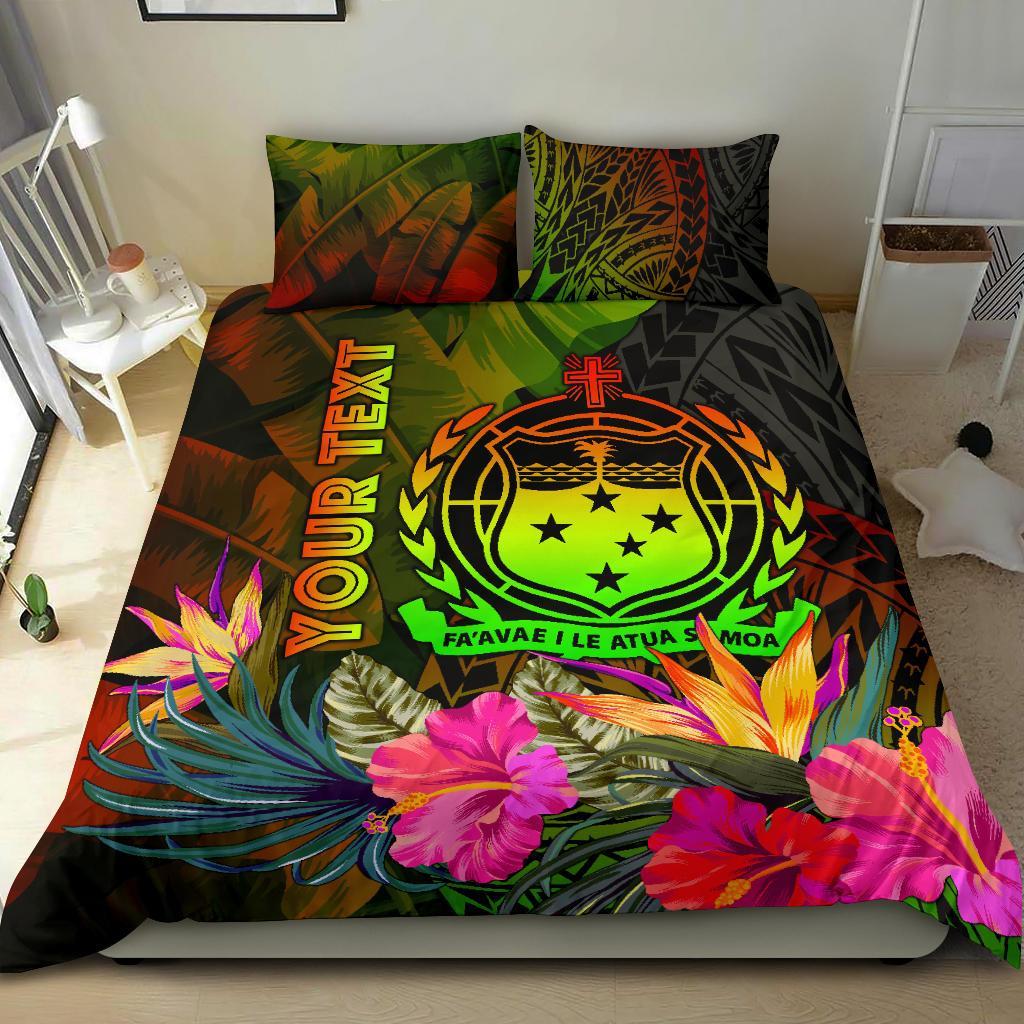 Samoa Polynesian Personalised Bedding Set - Hibiscus and Banana Leaves - Polynesian Pride